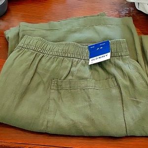 NWT Olive wide leg linen pants